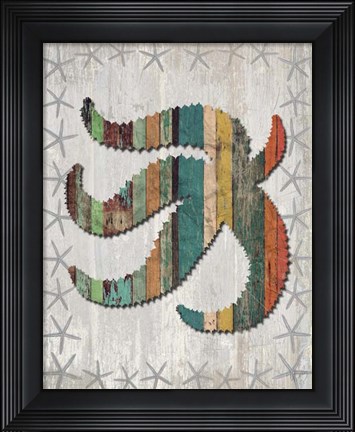 Framed Distressed Wood Style Starfish 2 Print