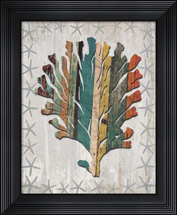 Framed Distressed Wood Style Coral 1 Print
