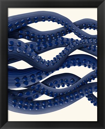 Framed Giant Octopus Blue Triptych b Print