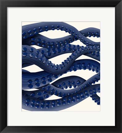 Framed Giant Octopus Blue Triptych b Print