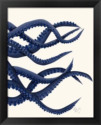 Framed Giant Octopus Blue Triptych c Print