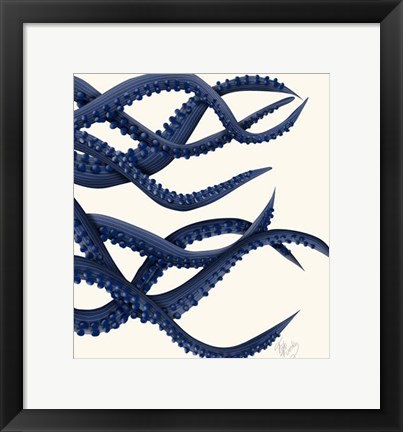 Framed Giant Octopus Blue Triptych c Print