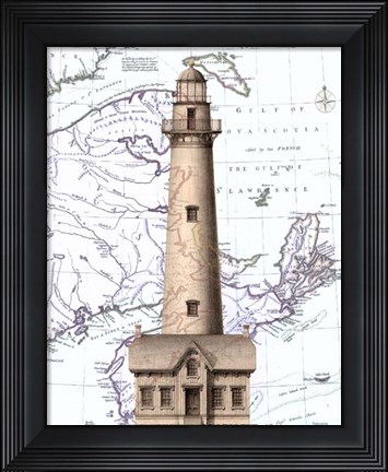Framed Lighthouse and Cottage Print