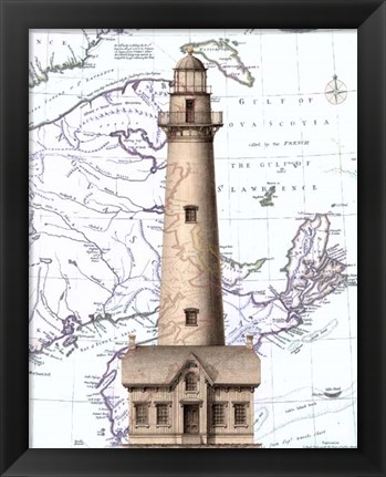 Framed Lighthouse and Cottage Print