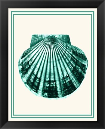 Framed Mixed Nautical Green on Cream d Print