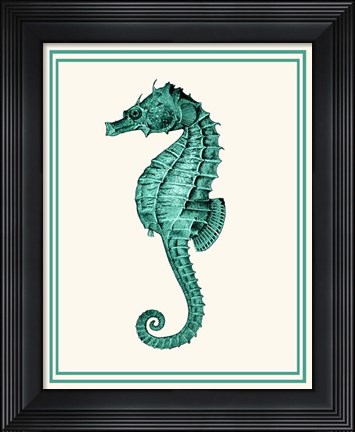 Framed Mixed Nautical Green on Cream e Print
