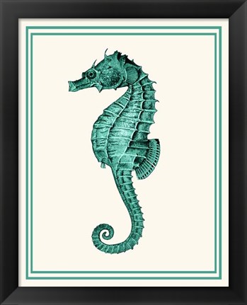 Framed Mixed Nautical Green on Cream e Print