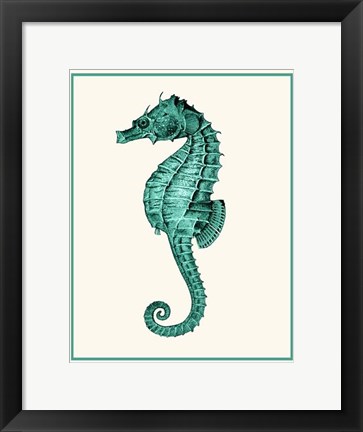 Framed Mixed Nautical Green on Cream e Print