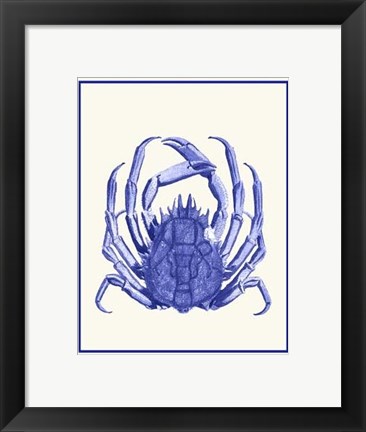 Framed Mixed Nautical Blue on Cream b Print