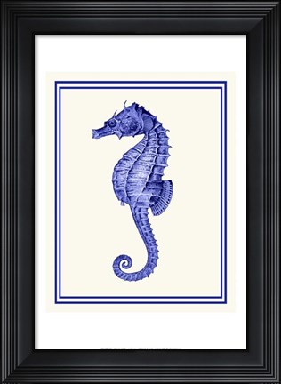 Framed Mixed Nautical Blue on Cream e Print