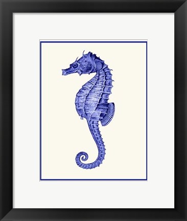Framed Mixed Nautical Blue on Cream e Print