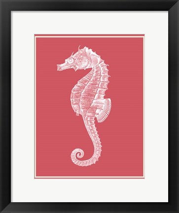 Framed Mixed Nautical White on Coral c Print