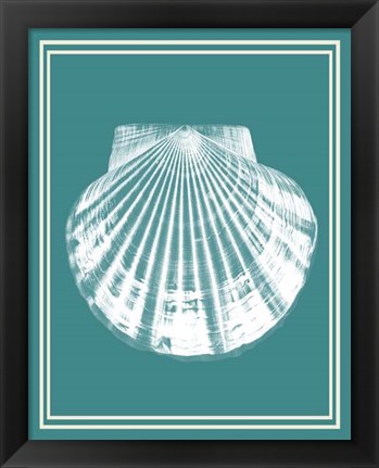 Framed Mixed Nautical White on Teal b Print