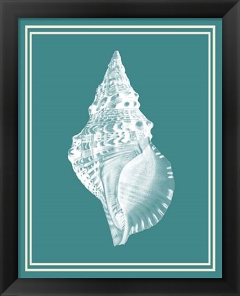 Framed Mixed Nautical White on Teal c Print