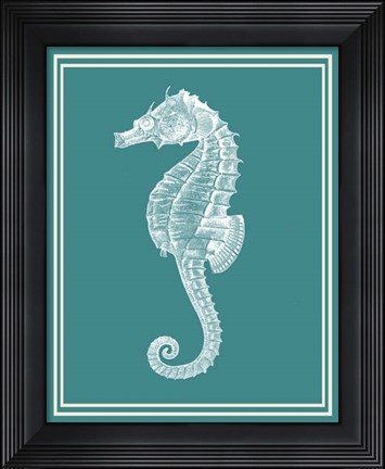 Framed Mixed Nautical White on Teal d Print
