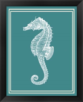 Framed Mixed Nautical White on Teal d Print