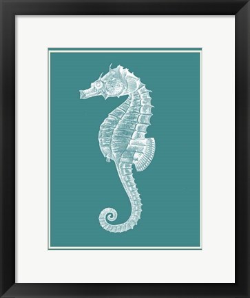 Framed Mixed Nautical White on Teal d Print
