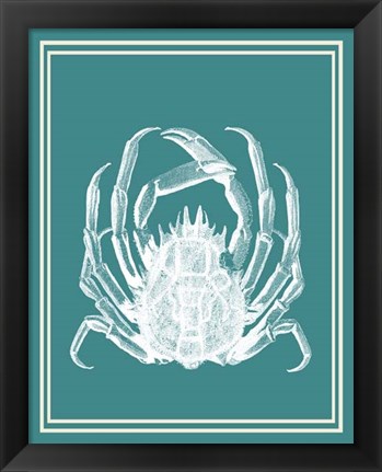 Framed Mixed Nautical White on Teal f Print