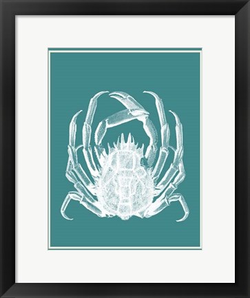 Framed Mixed Nautical White on Teal f Print