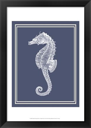 Framed Mixed Nautical White on Indigo Blue d Print
