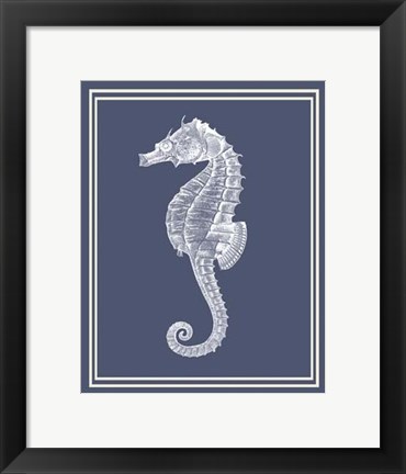Framed Mixed Nautical White on Indigo Blue d Print