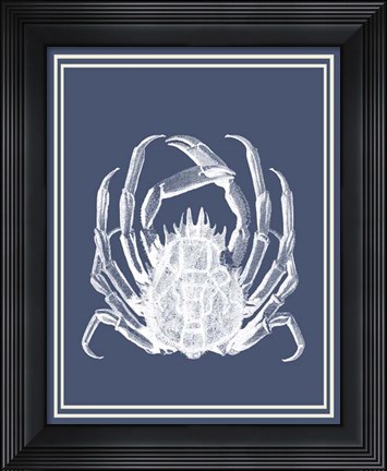 Framed Mixed Nautical White on Indigo Blue f Print