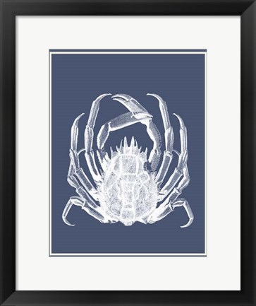 Framed Mixed Nautical White on Indigo Blue f Print
