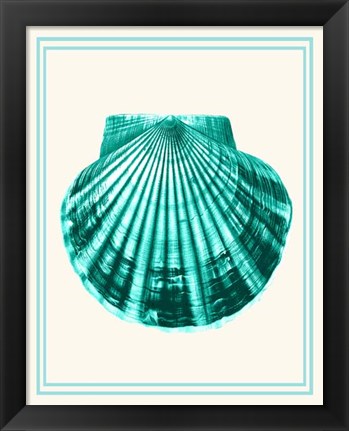 Framed Mixed Nautical Turquoise on Cream d Print