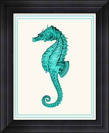 Framed Mixed Nautical Turquoise on Cream e Print