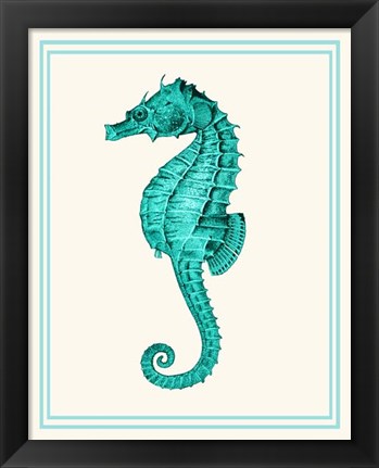 Framed Mixed Nautical Turquoise on Cream e Print