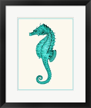 Framed Mixed Nautical Turquoise on Cream e Print