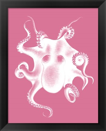 Framed Octopus White on Pink c Print