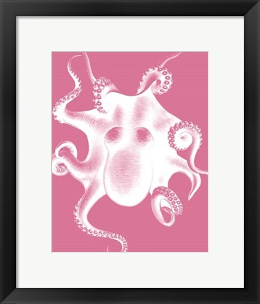 Framed Octopus White on Pink c Print
