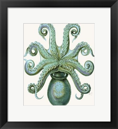 Framed Turquoise Octopus and Squid c Print