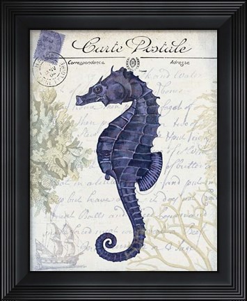 Framed Seaside Postcard Cream b Print