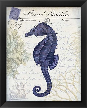 Framed Seaside Postcard Cream b Print