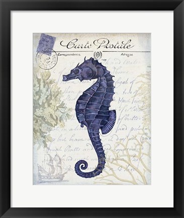 Framed Seaside Postcard Cream b Print