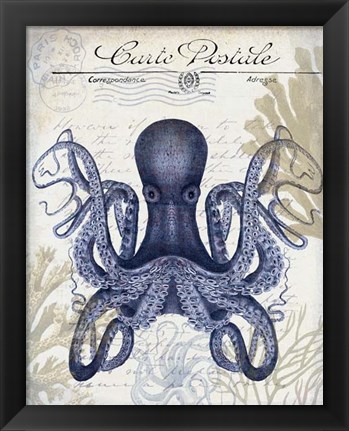 Framed Seaside Postcard Cream c Print