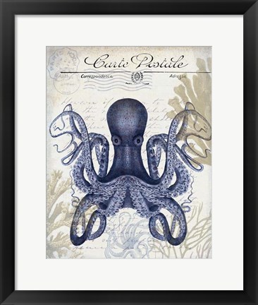Framed Seaside Postcard Cream c Print