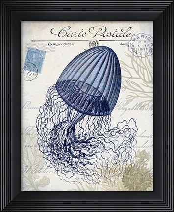 Framed Seaside Postcard Cream f Print