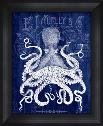 Framed Octopus Prohibition Octopus On Blue Print
