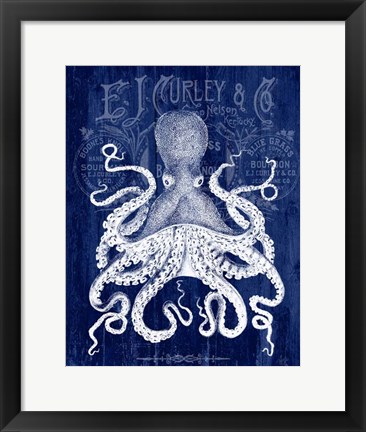 Framed Octopus Prohibition Octopus On Blue Print