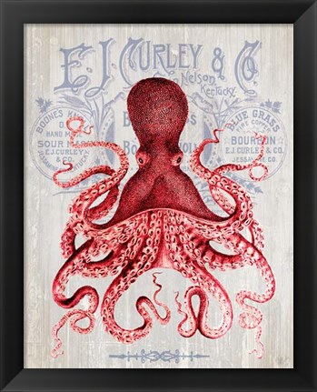 Framed Octopus Prohibition Octopus On White Print