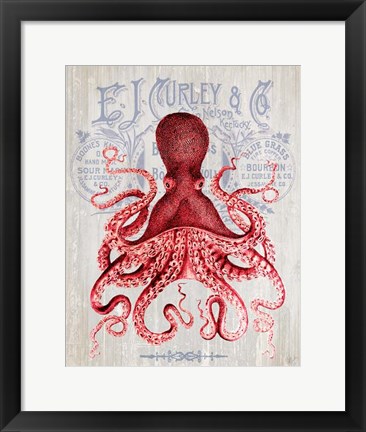 Framed Octopus Prohibition Octopus On White Print