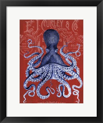 Framed Octopus Prohibition Octopus On Red Print