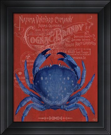 Framed Crab Prohibition Crab On Red Print