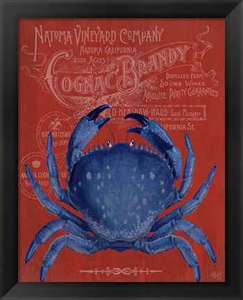 Framed Crab Prohibition Crab On Red Print