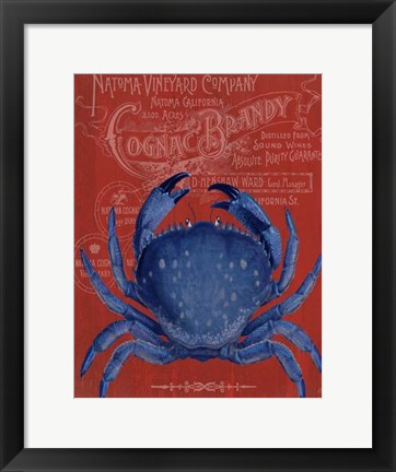 Framed Crab Prohibition Crab On Red Print