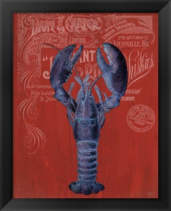 Framed Lobster Prohibition Lobster On Red Print