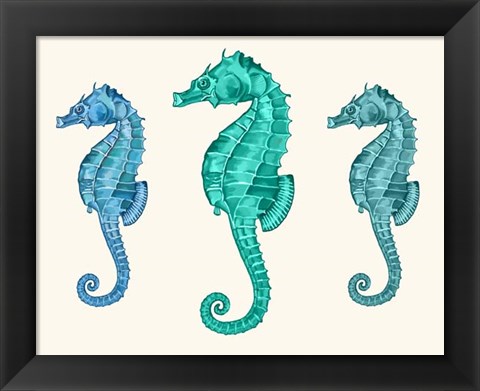 Framed Seahorse Trio Print